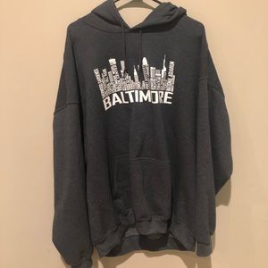 Gildan Dark Grey Baltimore Skyline Hoodie